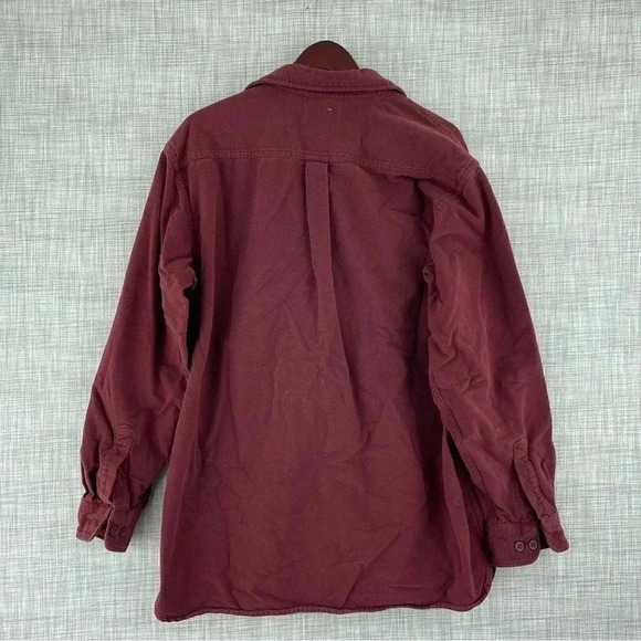 LL Bean Mens Size L Tall long sleeve button up beefy flannel shirt red 1780 - Picture 2 of 7